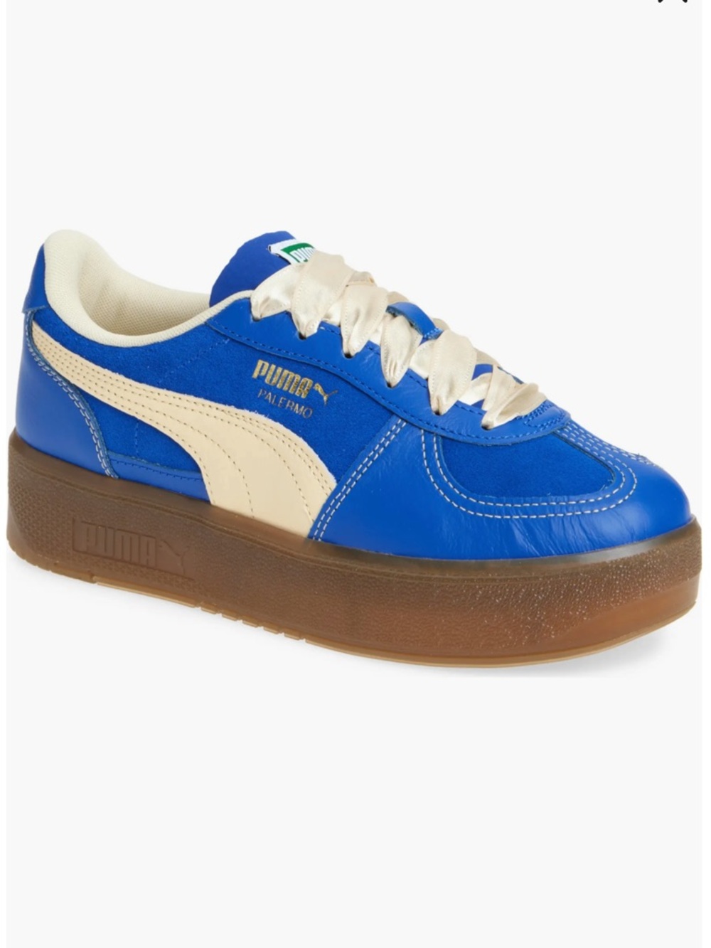 Puma Palermo Platform Sneaker in Cobalt Blue & Cream sz 7.5